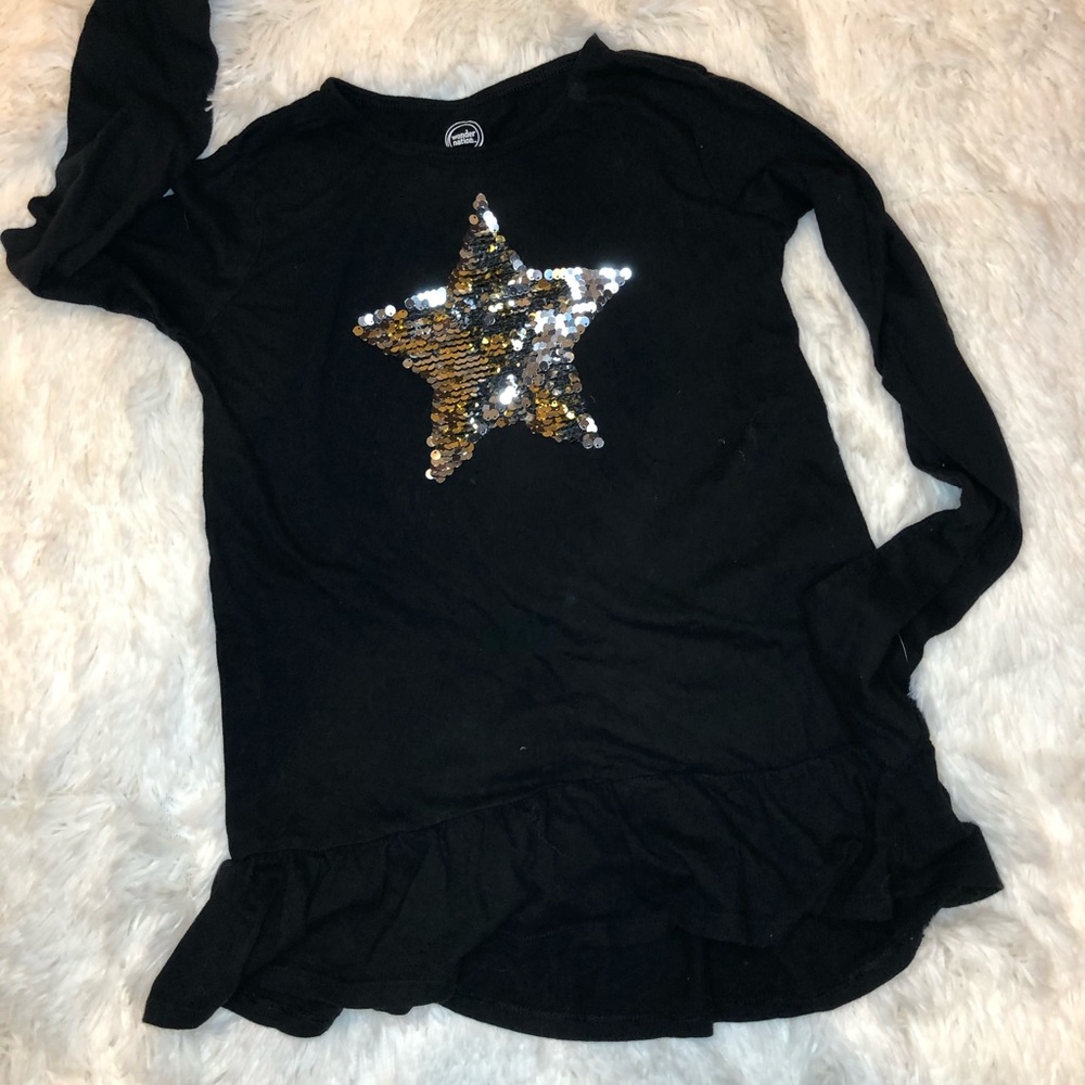 Wonder Nation ruffle reversible sequin shirt SZ 10